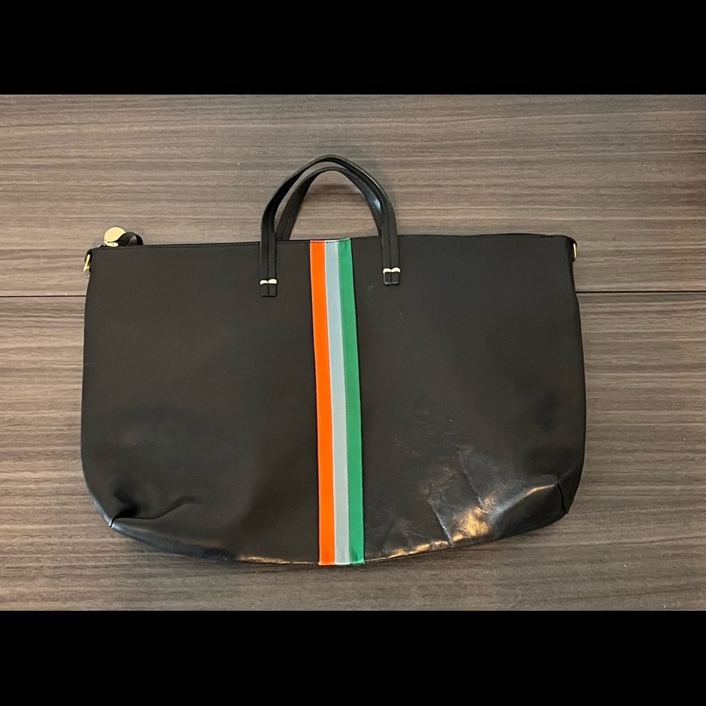 Clare V. Simple Tote - Black with Mini Stripes